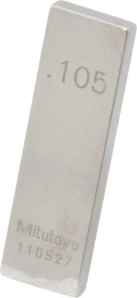 Mitutoyo - 0.105" Rectangular Steel Gage Block - Accuracy Grade 0, Includes Certificate of Inspection - USA Tool & Supply