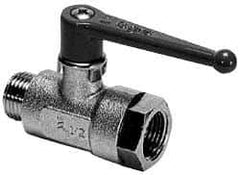 Legris - 3/8" Pipe, Brass Standard Ball Valve - 1 Piece, Inline - One Way Flow, MBSPP x FBSPP Ends, Lever Handle, 580 WOG - USA Tool & Supply