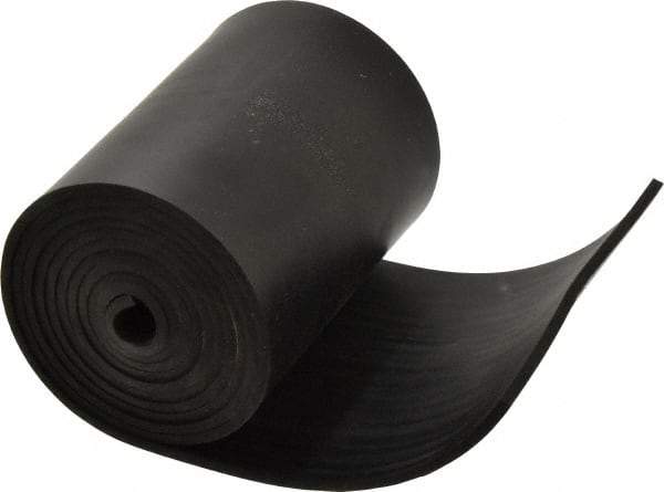 Made in USA - 1/8" Thick x 4" Wide x 60" Long, Plain Backed Buna-N Rubber Strip - Stock Length, 60 Shore A Durometer, 2,500 psi Tensile Strength, -20 to 170°F, Black - USA Tool & Supply