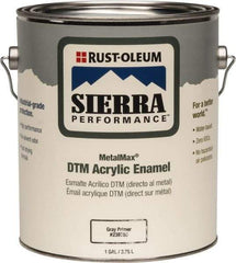 Rust-Oleum - 1 Gal Semi Gloss Gray Acrylic Enamel Primer - 180 to 545 Sq Ft/Gal, <0 gL Content, Direct to Metal, Quick Drying - USA Tool & Supply