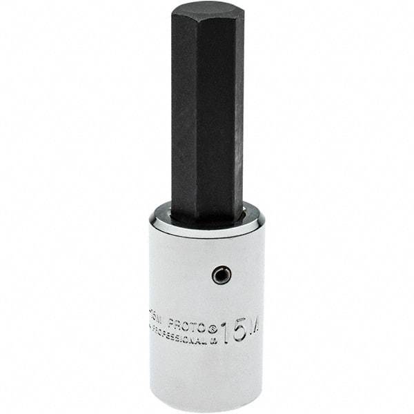 Proto - 1/2" Drive, 15mm Hex Bit Socket - 3-5/8" OAL, 1" Bit Length - USA Tool & Supply