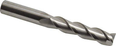 SGS - 3/4", 3-1/4" LOC, 3/4" Shank Diam, 6" OAL, 3 Flute, Solid Carbide Square End Mill - Single End, Uncoated, Spiral Flute, 38° Helix, Right Hand Cut, Right Hand Flute, Series 43 - USA Tool & Supply