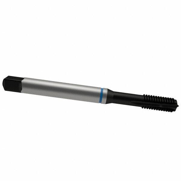 Emuge - M10x1.50 Metric Coarse, 3 Flute, Nitride Finish, Cobalt Spiral Point Tap - Plug Chamfer, Right Hand Thread, 100mm OAL, 22mm Thread Length, 10mm Shank Diam, 6H Class of Fit, Series Rekord B-VA - Exact Industrial Supply