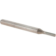 M.A. Ford - 1/16" Cut Diam, 1/8" Shank Diam, Cylinder Head Double Cut Burr - Carbide, Flat End, 1/4" LOC, 1-1/2" OAL - USA Tool & Supply