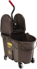 Rubbermaid - 35 Qt Plastic Bucket & Wringer - 20-1/8" Long x 36-1/2" High x 15-3/4" Wide, Brown - USA Tool & Supply