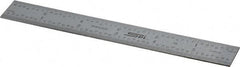SPI - 6" Long, 1/100, 1/64, 1/32, 1/10" Graduation, Rigid Steel Rule - 5R Graduation Style, 3/4" Wide, Silver, Satin Chrome Finish - USA Tool & Supply