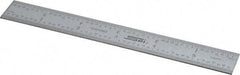 SPI - 6" Long, 1/64, 1/32" and 0.5, 1mm Graduation, Rigid Steel Rule - English/Metric Graduation Style, 3/4" Wide, Silver, Satin Chrome Finish - USA Tool & Supply