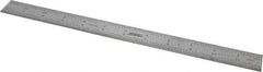 SPI - 12" Long, 1/64, 1/50, 1/32, 1/10" Graduation, Rigid Steel Rule - 3R Graduation Style, 1" Wide, Silver, Satin Chrome Finish - USA Tool & Supply