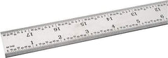 SPI - 18" Long, 1/100, 1/64, 1/32, 1/10" Graduation, Rigid Steel Rule - 5R Graduation Style, 1-1/8" Wide, Silver, Satin Chrome Finish - USA Tool & Supply