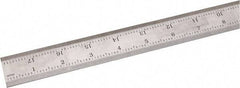 SPI - 18" Long, 1/100, 1/64, 1/50, 1/32" Graduation, Rigid Steel Rule - 16R Graduation Style, 1-1/8" Wide, Silver, Satin Chrome Finish - USA Tool & Supply