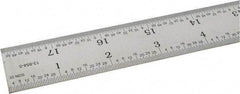 SPI - 18" Long, 1/64, 1/32" and 0.5, 1mm Graduation, Rigid Steel Rule - English/Metric Graduation Style, 1-1/8" Wide, Silver, Satin Chrome Finish - USA Tool & Supply