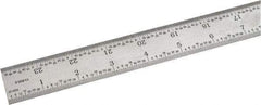 SPI - 24" Long, 1/64, 1/32, 1/16, 1/8" Graduation, Rigid Steel Rule - 4R Graduation Style, 1-1/8" Wide, Silver, Satin Chrome Finish - USA Tool & Supply