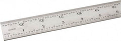 SPI - 24" Long, 1/100, 1/64, 1/32, 1/10" Graduation, Rigid Steel Rule - 5R Graduation Style, 1-1/8" Wide, Silver, Satin Chrome Finish - USA Tool & Supply