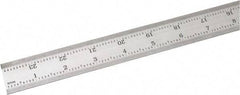 SPI - 24" Long, 1/100, 1/64, 1/50, 1/32" Graduation, Rigid Steel Rule - 16R Graduation Style, 1-1/8" Wide, Silver, Satin Chrome Finish - USA Tool & Supply