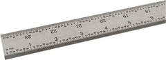 SPI - 24" Long, 1/64, 1/32" and 0.5, 1mm Graduation, Rigid Steel Rule - English/Metric Graduation Style, 1-1/8" Wide, Silver, Satin Chrome Finish - USA Tool & Supply