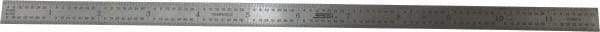 SPI - 12" Long, 1/100, 1/64, 1/32, 1/10" Graduation, Flexible Stainless Steel Rule - 5R Graduation Style, 1/2" Wide, Silver, Polished Finish - USA Tool & Supply