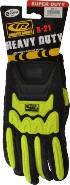 Ringers Gloves - Size XL (11) Synthetic Blend General Protection Work Gloves - For Mechanic's & Lifting, Uncoated, Hook & Loop Cuff, Full Fingered, Black, Paired - USA Tool & Supply