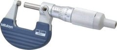 Mitutoyo - 0 to 1" Range, 0.0001" Graduation, Mechanical Outside Micrometer - Ratchet Stop Thimble, Accurate to 0.0001" - USA Tool & Supply