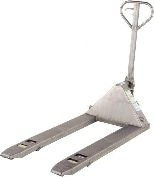 Vestil - 5,500 Lb Capacity, 7-3/4" Lift Stainless Steel Pallet Truck - 2-7/8" Min Lift Height, 48" Fork Length x 27" Fork Width, 27" Overall Width - USA Tool & Supply