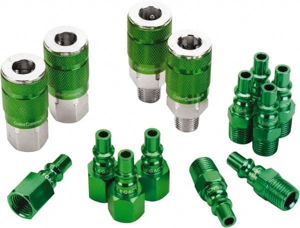 Legacy - 14 Piece 1/4" Body 1/4 NPT 300 psi Steel/Aluminum ARO Pneumatic Coupling Plug Set - USA Tool & Supply