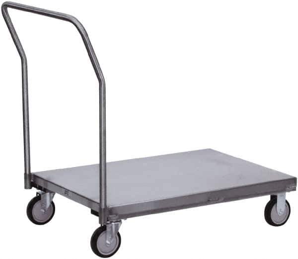 Jamco - 1,200 Lb Capacity Platform Truck - Stainless Steel Deck, 48" OAW, 9" Platform Height, Urethane Casters - USA Tool & Supply