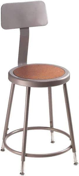 NPS - 16-3/4" Wide x 18-1/2" Deep x 44 to 53-1/2" High, Standard Base, Adjustable Seat Stool - Hardboard Seat, Gray and Brown - USA Tool & Supply