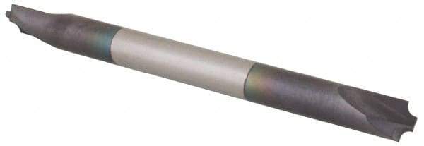 Value Collection - 0.03" Radius, 2 Flute, Solid Carbide, Double End, Corner Rounding End Mill - AlTiN Coating, 0.046" Tip Diam, 1-1/2" Overall Length, 1/8" Shank Diam - USA Tool & Supply
