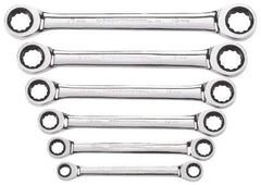 GearWrench - 6 Piece, 8mm x 9mm to 17mm x 19mm, Ratchet Set - Metric Measurement Standard, Chrome Finish, Comes in Display Card - USA Tool & Supply