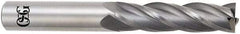 OSG - 25mm, 57mm LOC, 25mm Shank Diam, 127mm OAL, 4 Flute, Solid Carbide Square End Mill - Single End, Uncoated, Spiral Flute, 30° Helix, Centercutting, Right Hand Cut, Right Hand Flute, Series 464 - USA Tool & Supply