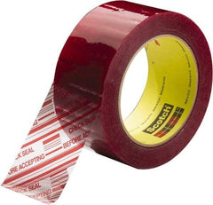 3M - 3" x 110 Yd Clear & Red Rubber Adhesive Sealing Tape - Polypropylene Film Backing, 1.9 mil Thick, 44 Lb Tensile Strength, Series 3779 - USA Tool & Supply