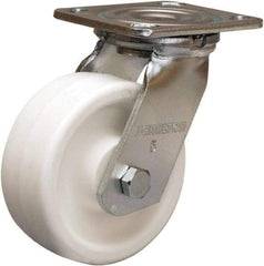 Hamilton - 5" Diam x 2" Wide x 6-1/2" OAH Top Plate Mount Swivel Caster - Polyolefin, 650 Lb Capacity, Delrin Bearing, 4 x 4-1/2" Plate - USA Tool & Supply