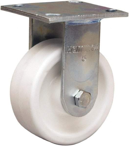 Hamilton - 5" Diam x 2" Wide x 7" OAH Top Plate Mount Rigid Caster - Polyolefin, Delrin Bearing, 4 x 4-1/2" Plate - USA Tool & Supply