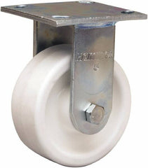 Hamilton - 5" Diam x 2" Wide x 6-1/2" OAH Top Plate Mount Rigid Caster - Polyolefin, 650 Lb Capacity, Delrin Bearing, 4 x 4-1/2" Plate - USA Tool & Supply