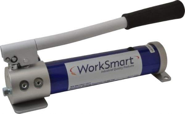 Value Collection - 2 Stage, 2" Piston Diam, 1/4 NPTF, 0.18; 0.05 Cu In Per Stroke, Manual Hydraulic Pump - 21.4 Cu In Reservoir, 0.38" Piston Stroke, 200 psi First Stage, 10,000 psi Second Stage - USA Tool & Supply