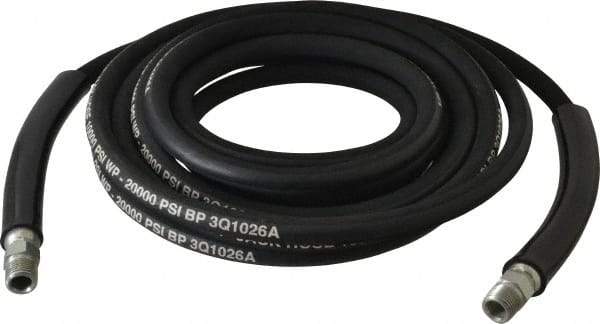Value Collection - 1/4" Inside Diam x 3/8 NPT 20' Hydraulic Pump Hose - 10,000 psi, 59755199 Opposite End, Rubber - USA Tool & Supply