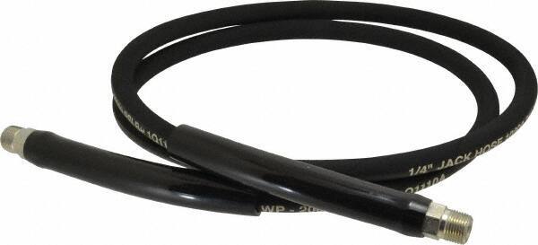 Value Collection - 1/4" Inside Diam x 3/8 NPT 6' Hydraulic Pump Hose - 10,000 psi, 3/8 NPTF Male Opposite End, Rubber - USA Tool & Supply