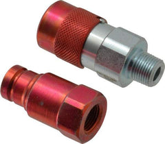 Value Collection - 3/8 NPTF Steel Hydraulic Hose Flush Face Coupler Set - USA Tool & Supply