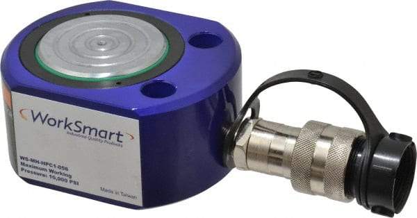 Value Collection - 30 Ton, 0.51" Stroke, 3.31 Cu In Oil Capacity, Portable Hydraulic Flat Body Cylinder - 6.49 Sq In Effective Area, 2.31" Lowered Ht., 2.82" Max Ht., 2.87" Cyl Bore Diam, 2.5" Plunger Rod Diam, 10,000 Max psi - USA Tool & Supply