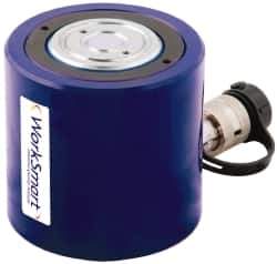 Value Collection - 50 Ton, 2.36" Stroke, 23.29 Cu In Oil Capacity, Portable Hydraulic Low Profile Cylinder - 9.87 Sq In Effective Area, 4.8" Lowered Ht., 7.17" Max Ht., 3.54" Cyl Bore Diam, 2.76" Plunger Rod Diam, 10,000 Max psi - USA Tool & Supply