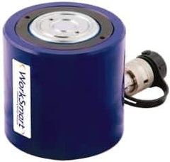 Value Collection - 50 Ton, 2.36" Stroke, 23.29 Cu In Oil Capacity, Portable Hydraulic Low Profile Cylinder - 9.87 Sq In Effective Area, 4.8" Lowered Ht., 7.17" Max Ht., 3.54" Cyl Bore Diam, 2.76" Plunger Rod Diam, 10,000 Max psi - USA Tool & Supply