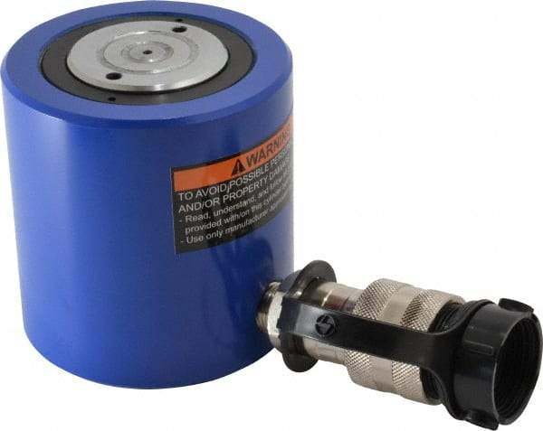 Value Collection - 20 Ton, 1.75" Stroke, 7.65 Cu In Oil Capacity, Portable Hydraulic Low Profile Cylinder - 4.37 Sq In Effective Area, 3.9" Lowered Ht., 5.65" Max Ht., 2.36" Cyl Bore Diam, 2" Plunger Rod Diam, 10,000 Max psi - USA Tool & Supply