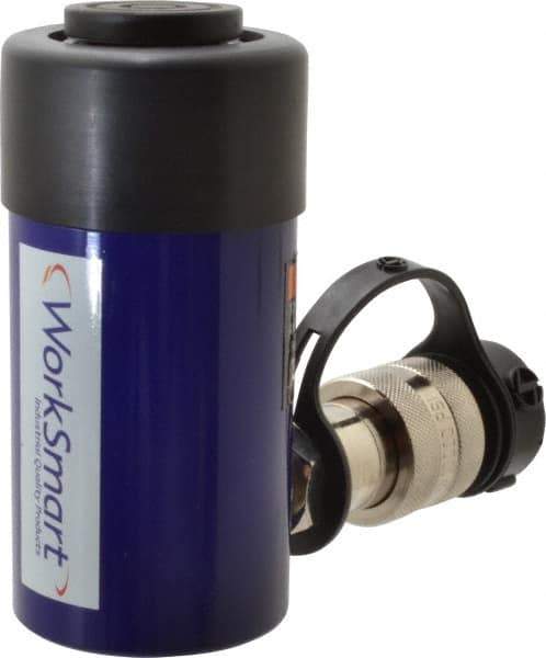 Value Collection - 10 Ton, 2.01" Stroke, 4.5 Cu In Oil Capacity, Portable Hydraulic Single Acting Cylinder - 2.24 Sq In Effective Area, 4.84" Lowered Ht., 6.85" Max Ht., 1.69" Cyl Bore Diam, 1.49" Plunger Rod Diam, 10,000 Max psi - USA Tool & Supply