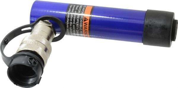 Value Collection - 5 Ton, 3.07" Stroke, 3.07 Cu In Oil Capacity, Portable Hydraulic Single Acting Cylinder - 1 Sq In Effective Area, 6.65" Lowered Ht., 9.72" Max Ht., 1.13" Cyl Bore Diam, 1" Plunger Rod Diam, 10,000 Max psi - USA Tool & Supply