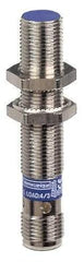 Telemecanique Sensors - PNP, NC, 4mm Detection, Cylinder Shielded, Inductive Proximity Sensor - 3 Wires, IP67, IP69K, 12 to 48 VDC, M12x1 Thread, 2.44 Inch Long - USA Tool & Supply