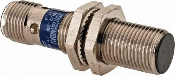 Telemecanique Sensors - NPN, NC, 2mm Detection, Cylinder Shielded, Inductive Proximity Sensor - 3 Wires, IP67, IP69K, 12 to 24 VDC, M12x1 Thread, 50mm Long x 0.71 Inch Wide - USA Tool & Supply