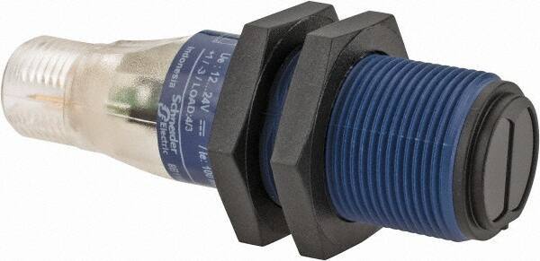 Telemecanique Sensors - 4 Pin M12 Connector, 4m Nominal Distance, Shock and Vibration Resistant, Retroreflective Photoelectric Sensor - 12 to 24 VDC, 500 Hz, PBT, 2.36 Inch Long x 0.71 Inch Wide - USA Tool & Supply