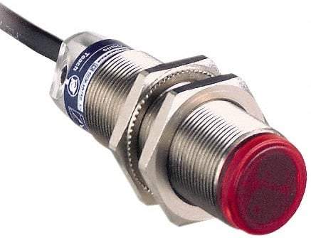 Telemecanique Sensors - Cable Connector, 5m Nominal Distance, Shock and Vibration Resistant, Retroreflective Photoelectric Sensor - 12 to 24 VDC, 500 Hz, Brass, 46mm Long x 18mm Wide x 7 Inch High - USA Tool & Supply