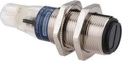 Telemecanique Sensors - 4 Pin M12 Connector, 4m Nominal Distance, Shock and Vibration Resistant, Retroreflective Photoelectric Sensor - 12 to 24 VDC, 500 Hz, Nickel Plated Brass, 2.36 Inch Long x 0.71 Inch Wide - USA Tool & Supply