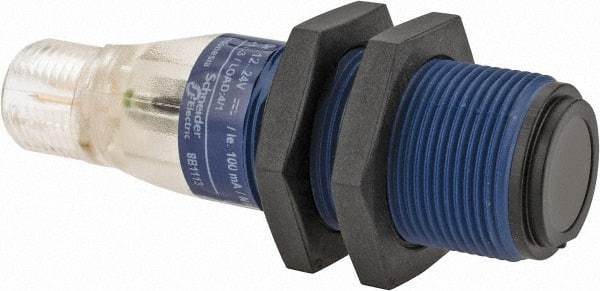 Telemecanique Sensors - 4 Pin M12 Connector, 15m Nominal Distance, Shock and Vibration Resistant, Through Beam Photoelectric Sensor - 12 to 24 VDC, 500 Hz, PBT, 2.36 Inch Long x 0.71 Inch Wide - USA Tool & Supply