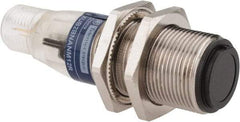 Telemecanique Sensors - 4 Pin M12 Connector, 15m Nominal Distance, Shock and Vibration Resistant, Through Beam Photoelectric Sensor - 12 to 24 VDC, 500 Hz, Nickel Plated Brass, 2.36 Inch Long x 0.71 Inch Wide - USA Tool & Supply